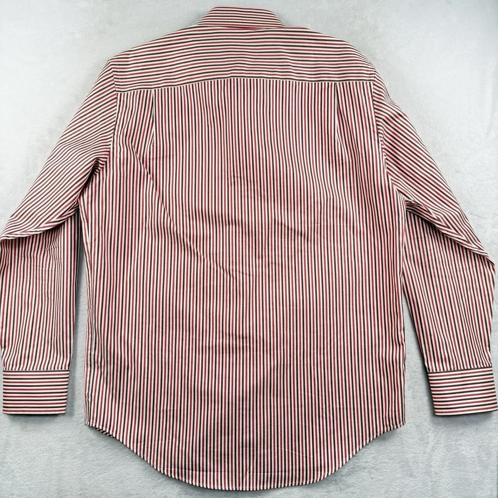 Banana Republic Dress Shirt Mens 14.5 33 Striped Red Maroon White 100% Cotton